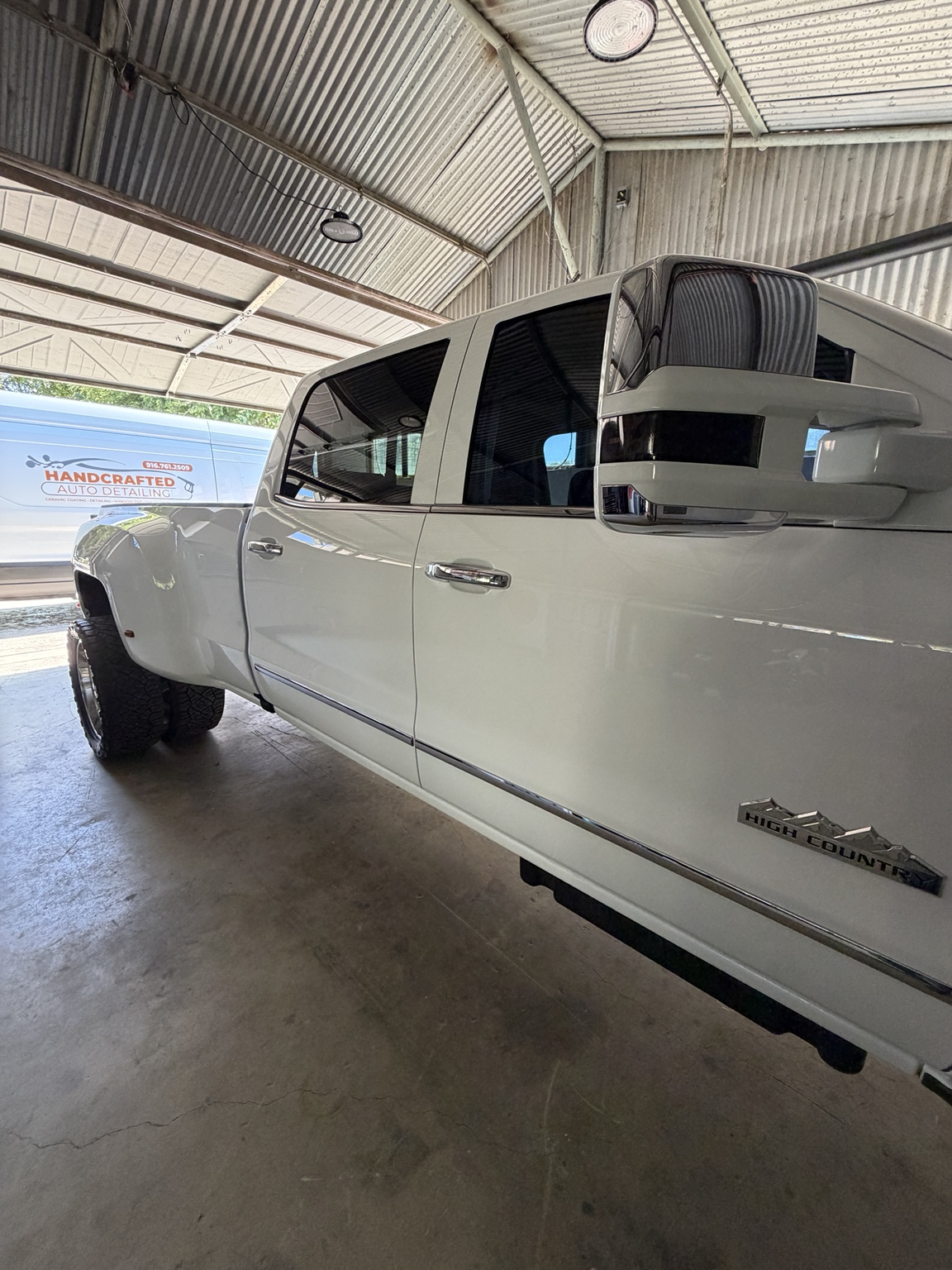 White Chevrolet truck after ceramic coating